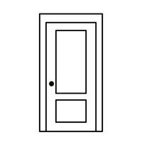 geschlossen Tür Symbol. Silhouette von Tür zu Haus isoliert auf Weiß Hintergrund. Vektor Eingang