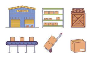 lager, transportband, säckkärra, logistisk illustration vektor