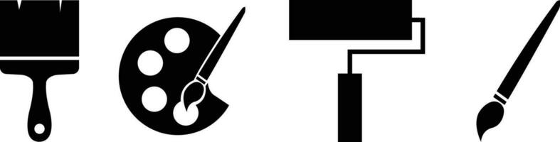 Farbe Bürste schwarz Symbol einstellen im modisch eben Stil isoliert Farbe Bürste Seite Symbol zum Webseite Grafik Design Logo, Anwendung, ui. Farbe Walze Vektor Sammlung Gruppe.
