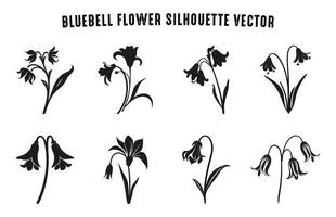 Glockenblume Blume Silhouette Vektor Satz, Glockenblume Blumen Clip Art bündeln