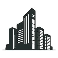 ein Stadt Gebäude Logo Vektor isoliert auf ein Weiß Hintergrund