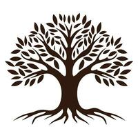 Baum mit Wurzel Silhouette Vektor isoliert auf ein Weiß Hintergrund, ein Baum Wurzel Logo Silhouette