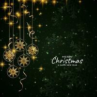 frohe weihnachten festival hintergrund mit dekorativen weihnachtskugeln vektor