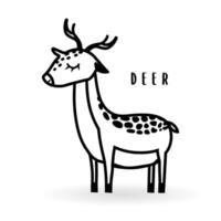 Karikatur Hirsch Tier isoliert auf Weiß. süß Charakter Symbol, Vektor Zoo, Tierwelt Poster.