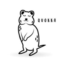 tecknad serie Quokka djur- isolerat på vit. söt karaktär ikon, vektor Zoo, vilda djur och växter affisch.