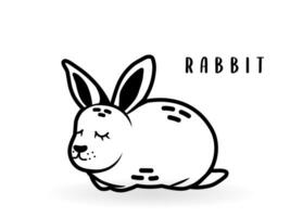 Karikatur Hase Tier isoliert auf Weiß. süß Charakter Symbol, Vektor Zoo, Tierwelt Poster.