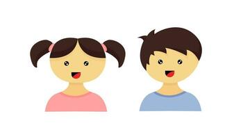 illustration av pojke och flicka ansikte tecken vektor