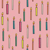 födelsedag sömlös mönster med färgrik tecknad serie ljus illustration på rosa bakgrund. klistermärke stil hälsning kort i retro stil. söt vykort för barn eller design för din varumärke. vektor