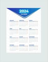 monatlich Kalender Vorlage zum 2024 Jahr. Mauer Kalender im ein minimalistisch Stil. Woche beginnt auf Sonntag. Planer zum 2024 Jahr.2024 einfach Kalander Design. vektor