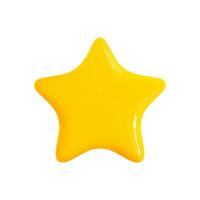 glänzend golden 3d Star realistisch Stil Wiedergabe. Feedback Symbol Symbol. Gelb Karikatur Plastik Symbol Star isoliert auf Weiß Hintergrund. Vektor Illustration