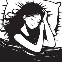 ein Mädchen Schlafen auf das Bett Vektor Silhouette 7