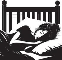 en flicka sovande på de säng vektor silhuett 10