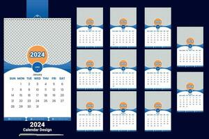 2024 ny år kalender design vektor
