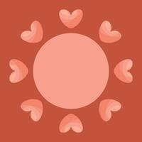 Kranz von Herzen. runden Muster von Herzen, Vignette von Rosa Herzen. isoliert Design Element zum Valentinstag Tag. Vektor eben Illustration zum Gruß Karte, Banner, Sozial Medien Design.