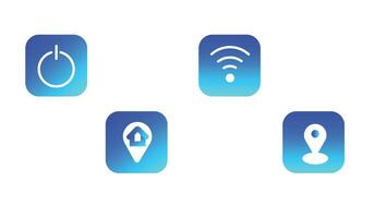en uppsättning av blå vektor ikoner av modern trend i de stil med lutning, fläck och genomskinlighet. de samling inkluderar 4 ikoner i en enda stil av sväng av tecken, wifi, resa och plats,