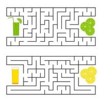 ein quadratisches Labyrinth. den Weg vom Saft zum Obst finden. einfache flache isolierte vektorillustration. vektor