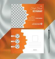 posta kort design för snabb mat restauranger företag vektor