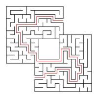 ein quadratisches Labyrinth mit Ein- und Ausgang. einfache flache vektor lokalisierte illustration. mit einem Platz für Ihre Zeichnungen. mit der Antwort.