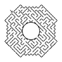 ein polygonales Labyrinth mit einem kreisförmigen Zentrum. Vektor-Illustration isoliert auf weißem Hintergrund. mit Platz für deine Zeichnungen vektor