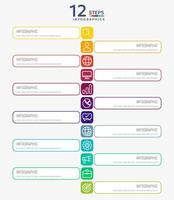 Infografik Vorlage mit 12 Platz Optionen zum Präsentation und Daten Visualisierung. Geschäft Prozess Diagramm. Diagramm mit zwölf Schritte zu Erfolg vektor