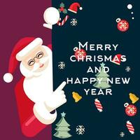 jul hälsning kort, glad jul och Lycklig ny år, med santa claus, vektor illustration, till säga till vänner och någon,