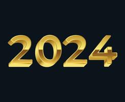 2024 Lycklig ny år abstrakt guld grafisk design vektor logotyp symbol illustration med blå bakgrund