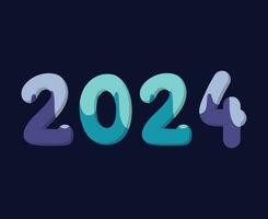 Lycklig ny år 2024 abstrakt grafisk design vektor logotyp symbol illustration med blå bakgrund