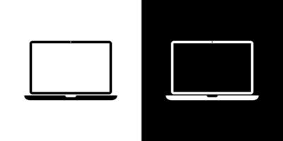 bärbar dator dator ikon på vit och svart bakgrund. anteckningsbok symbol vektor