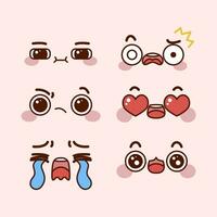 einstellen von süß kawaii Emoticons mit anders Ausdrücke. kawaii Emoji, Vektor Illustration