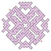 buntes fantastisches Labyrinth in Form eines Diamanten mit einem Eingang und einem Ausgang. einfache flache Vektorillustration lokalisiert auf weißem Hintergrund. vektor