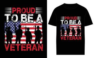 Vektor retro Jahrgang amerikanisch Flagge und Veteran T-Shirt Design