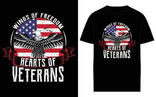 Vektor retro Jahrgang amerikanisch Flagge und Veteran T-Shirt Design