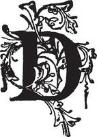 D, Blumen- Initial, Jahrgang Illustration vektor