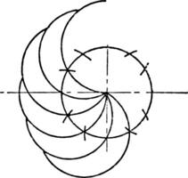 mechanisch Zeichnung Übung Schattierung Seiten von klein Kreise mit Bogen Stift Folien seitlich in es ist Platz Jahrgang Gravur. vektor