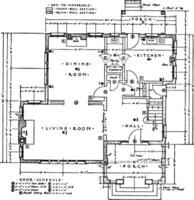 zuerst Fußboden Residenz planen von ein typisch Residenz Jahrgang Gravur. vektor