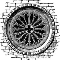 Rose Mauerwerk Fenster, höhlenartig Räume, Jahrgang Gravur. vektor