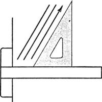 triangel uppsättning upp för 60 grader, samma längd och varje interiör vinkel, årgång gravyr. vektor