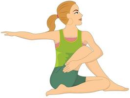 tränar, kvinna håller på med stretching, illustration vektor