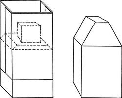 Papier richtig eingewickelt um Block mit Block von Gewebe, Jahrgang Gravur. vektor