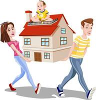familj bärande en hus, illustration vektor