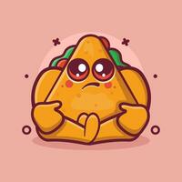 kawaii Dreieck Sandwich Essen Charakter Maskottchen mit traurig Geste isoliert Karikatur im eben Stil Design vektor