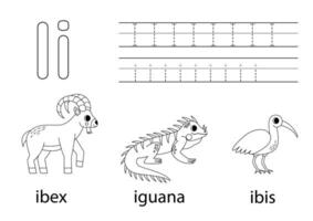 spår versal och små bokstäver brev i. djur- alfabet för ungar. vektor