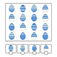 Zählspiel für Vorschulkinder zur Entwicklung mathematischer Fähigkeiten. wie viel. Ostereier. mit einem Ort, um Antworten zu schreiben. einfache flache isolierte vektorillustration. vektor