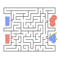 ein quadratisches Labyrinth. den Weg vom Saft zum Obst finden. einfache flache isolierte vektorillustration. vektor