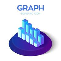 grafdiagramikon. 3D isometrisk graf diagram tecken. skapad för mobil, webb, inredning, tryckprodukter, applikation. perfekt för webbdesign, banner och presentation. vektor illustration.