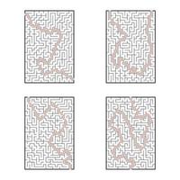 eine Reihe von rechteckigen Labyrinthen. Spiel für Kinder. Puzzle für Kinder. Labyrinth Rätsel. flache Vektorillustration lokalisiert auf weißem Hintergrund. mit Antwort. vektor
