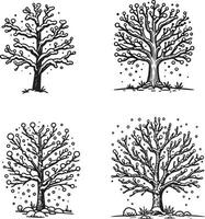 Winter schneebedeckt Baum Illustration. vektor