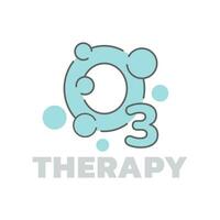 ozon terapi och behandling vektor logotyp. o3 molekyl med bubblor ikon.