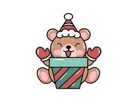 Weihnachten Tier mit Bär Karikatur vektor
