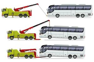 tung plikt bogsera lastbil dra vit buss vektor